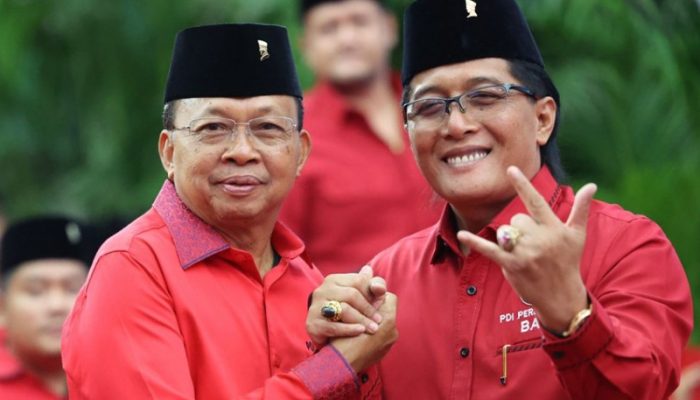 Pasangan Wayan Koster-I Nyoman Giri Prasta hadir saat pengumuman Cagub-Cawagub di DPP PDIP, Kamis (22/8/2024)