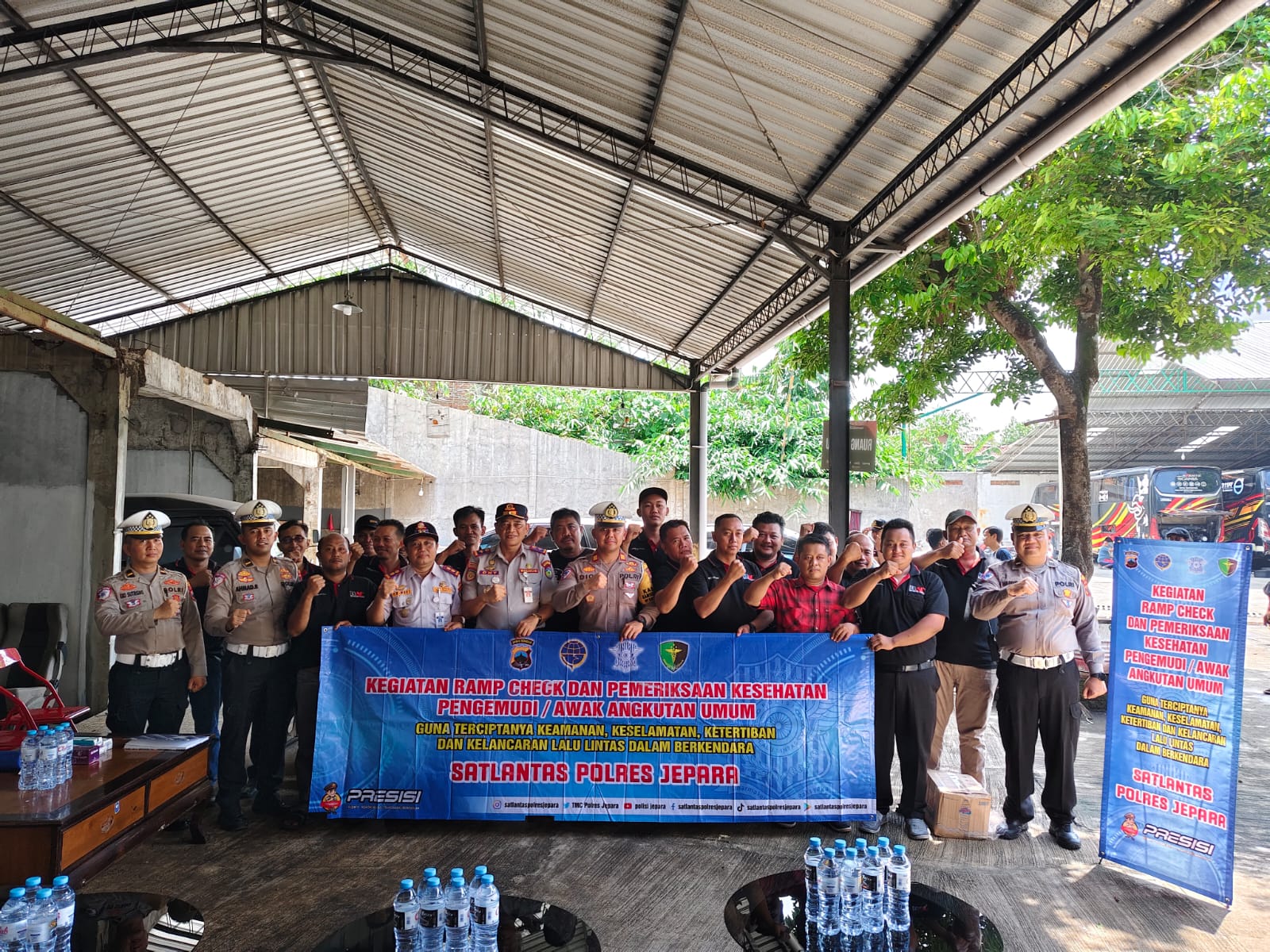 Jelang Ops Lilin 2024, Satlantas Polres Jepara dan Dishub Gelar Ramp Check Bus Angkutan Umum