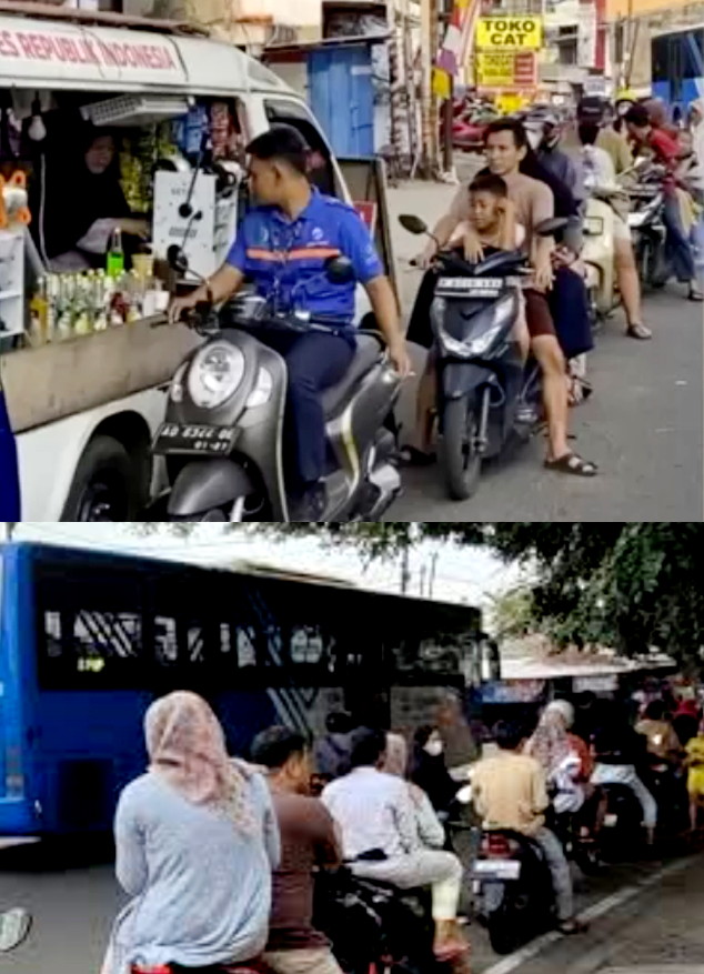 Dengan Pelayanan Layanan Drive Thrue Masyarakat Antri Membeli Es Teh Angkot C-01