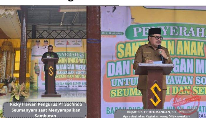 PT SOCFINDO Seumanyam dan Seunagan Gelar Santunan Anak Yatim dan Penyerahan Daging Meugang untuk Menyambut Ramadhan 1447 H