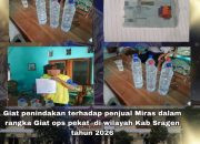 Operasi Pekat 2026: Sat Samapta Polres Sragen Amankan Penjual Ciu Ilegal di Gondang