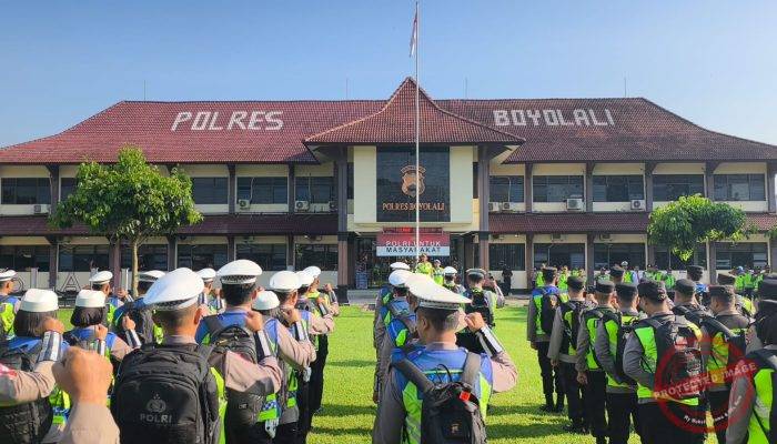 Jelang Ops Ketupat Candi 2026, Polres Boyolali Gelar Apel Pengecekan Kesiapan Personel dan Kelengkapan