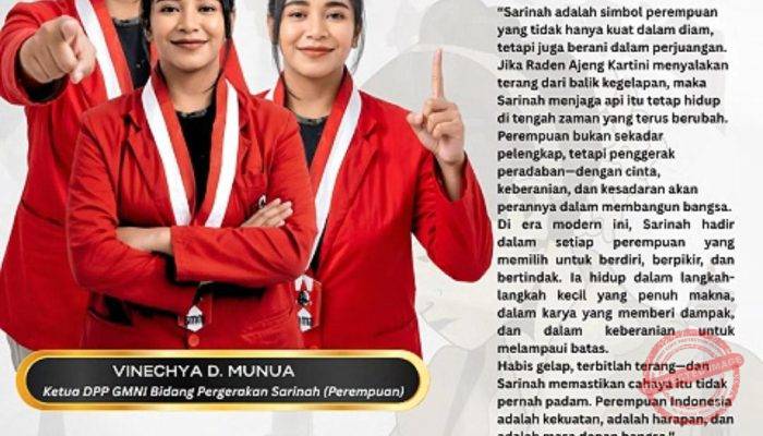 Hari Kartini 2026, Ketua DPP GMNI Bidang Pergerakan Sarinah: Perempuan Bukan Pelengkap, tapi Penggerak Peradaban