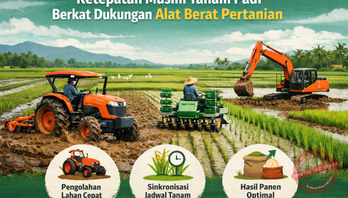 Musim Tanam Padi Lebih Tepat Berkat Dukungan Alat Berat Pertanian