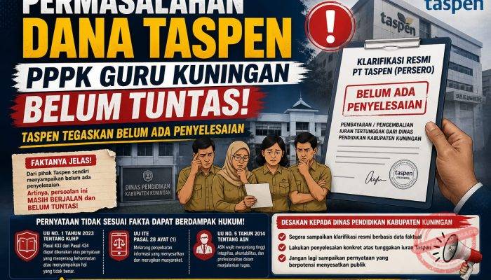 Permasalahan Dana Taspen PPPK Guru Kuningan Belum Tuntas, Taspen Tegaskan Belum Ada Penyelesaian