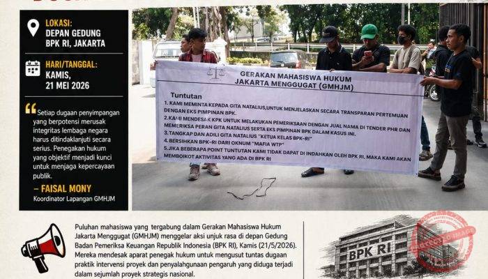 Gita Natalius Disorot Mahasiswa, GMHJM Gelar Aksi di Depan BPK RI Desak Penegakan Hukum Dugaan Intervensi Proyek