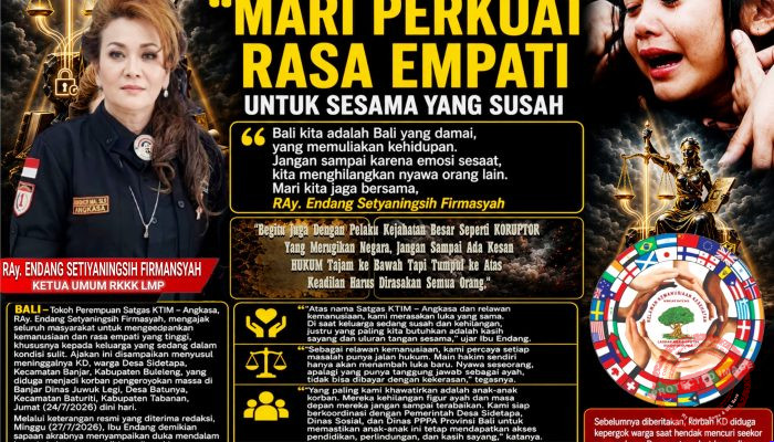 Di Tengah Duka Buleleng, RAy. Endang Setyaningsih Firmasyah Satgas KTIM-Angkasa: Mari Perkuat Rasa Empati untuk Sesama yang Susah