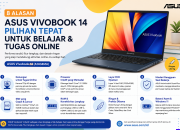 Laptop ASUS Vivobook 14 A1404MA dengan desain modern sebagai rekomendasi laptop untuk belajar, kuliah, bekerja, dan tugas online sehari-hari.
