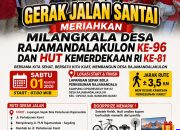 Gerak Jalan Santai Meriahkan Milangkala Desa Rajamandalakulon ke-96 dan HUT Kemerdekaan RI ke-81  Pewarta: Agus Nugroho