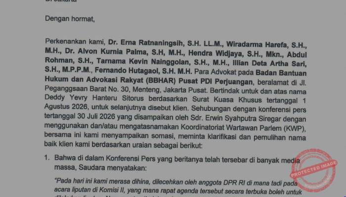 BBHAR PDI Perjuangan Somasi KWP: Dedy Sitorus Tidak Pernah Sebut “Wartawan Gerombolan Sirkus”
