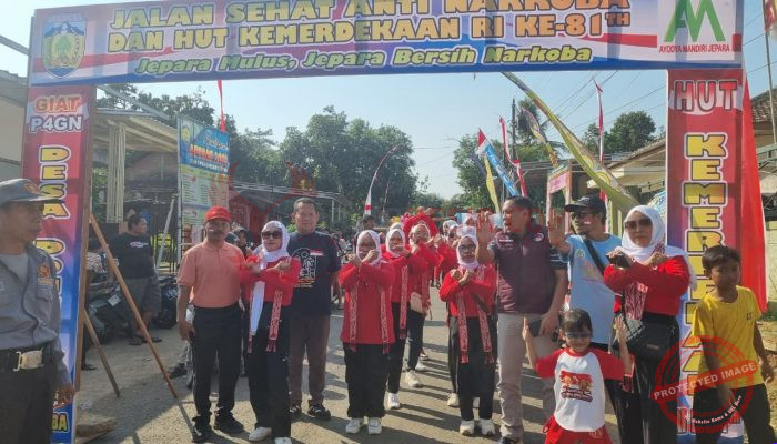 Desa Dongos Bersatu Lawan Narkoba: Kemeriahan Jalan Sehat HUT RI Ke-81 Diwarnai Edukasi Hukum P4GN