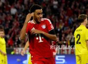 Gol Musiala — Jamal Musiala melepaskan sepakan keras yang membuka kemenangan Bayern Muenchen atas Bodo/Glimt