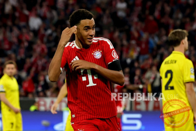 Gol Musiala — Jamal Musiala melepaskan sepakan keras yang membuka kemenangan Bayern Muenchen atas Bodo/Glimt