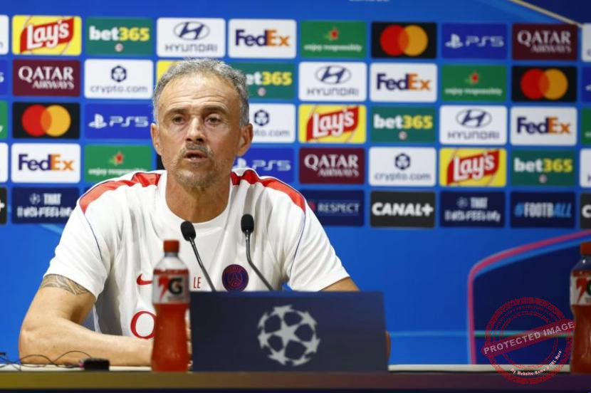Pelatih Paris Saint-Germain Luis Enrique jelang laga Liga Champions melawan Slovan Bratislava.