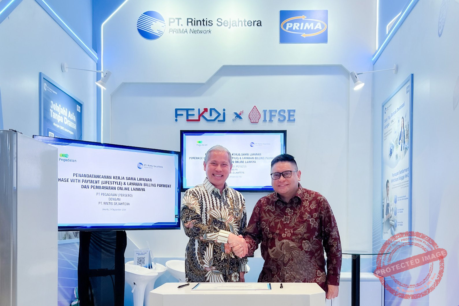 Penandatanganan nota kesepahaman Jaringan PRIMA dengan 8 mitra strategis dalam acara FEKDI dan IFSE di Jakarta.