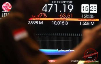 IHSG Turun — Layar indeks harga saham gabungan menampilkan angka 6.436,85 dengan grafik penurunan saat perdagangan saham di Bursa Efek Indonesia