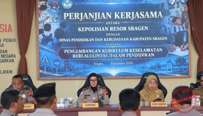 Kapolres Sragen Teken PKS, Keselamatan Berlalu Lintas Masuk Kurikulum Wajib SMP