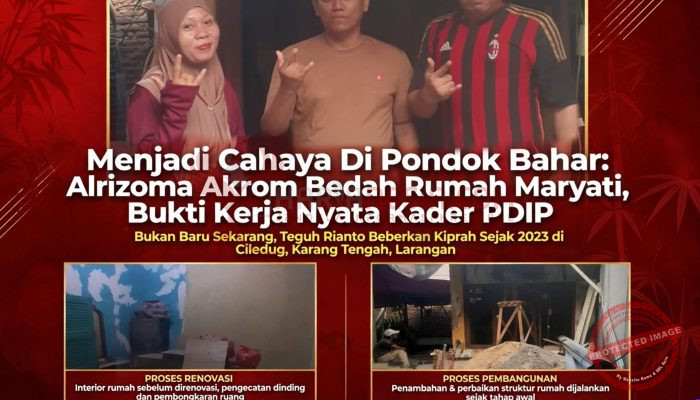 Menjadi Cahaya Di Pondok Bahar: Alrizoma Akrom Bedah Rumah Maryati, Bukti Kerja Nyata Kader PDIP