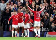 Pertandingan Liga Champions antara Manchester United melawan Sabah FK di Stadion Old Trafford.