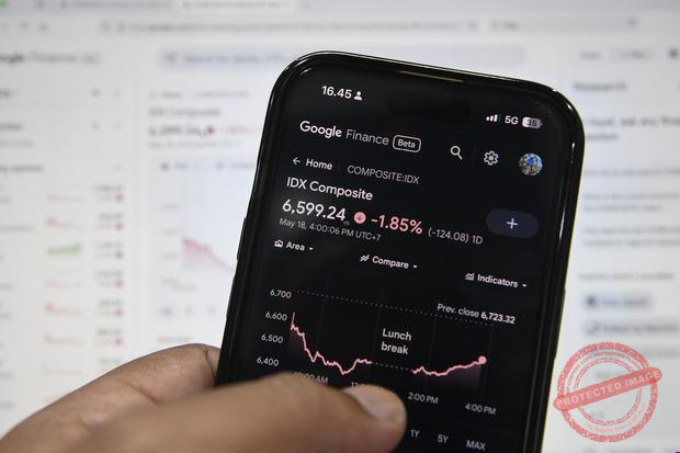 IHSG Anjlok 1 — Ilustrasi penurunan Indeks Harga Saham Gabungan (IHSG) di Bursa Efek Indonesia